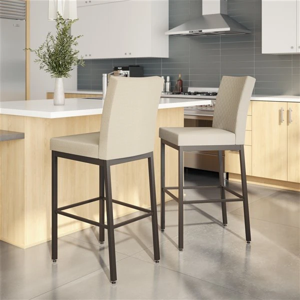 Amisco Perry Ann 26.25-in Counter Stool - Beige Quilted Fabric - Dark Brown Metal 2 Amisco Perry Ann 26.25-in Counter Stool - Beige Quilted Fabric - Dark Brown Metal - Image 2