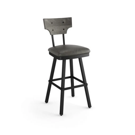 Amisco Gustavson 30.5-in Swivel Bar Stool - Medium Grey Faux Leather - Grey Distressed Wood - Black Metal 5 Amisco Gustavson 30.5-in Swivel Bar Stool - Medium Grey Faux Leather - Grey Distressed Wood - Black Metal -AMISCO Shop 330762147 MainImage 001 l