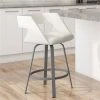 Amisco Harris 26.63-in Swivel Counter Stool - Off White Faux Leather - Matt Dark Grey Metal -AMISCO Shop 330762154 AlternateImage2 l