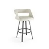 Amisco Harris 26.63-in Swivel Counter Stool - Off White Faux Leather - Matt Dark Grey Metal