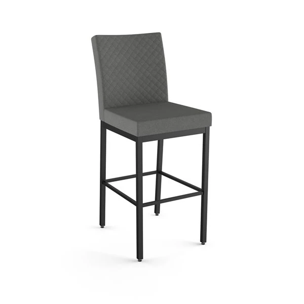 Amisco Perry Ann 26.25-in Counter Stool - Dark Grey Quilted Fabric - Black Metal 1 Amisco Perry Ann 26.25-in Counter Stool - Dark Grey Quilted Fabric - Black Metal