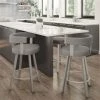 Amisco Parker 30.25-in Swivel Bar Stool - Taupe Grey Faux Leather - Matt Light Grey Metal -AMISCO Shop 330762159 AlternateImage1 l