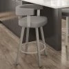 Amisco Parker 30.25-in Swivel Bar Stool - Taupe Grey Faux Leather - Matt Light Grey Metal -AMISCO Shop 330762159 AlternateImage2 l