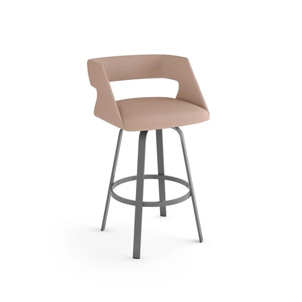 Amisco Harris 26.63-in Swivel Counter Stool - Soft Pink Fabric - Glossy Grey Metal 1 Amisco Harris 26.63-in Swivel Counter Stool - Soft Pink Fabric - Glossy Grey Metal