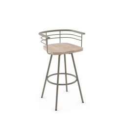 Amisco Denton 25.88-in Swivel Counter Stool - Beige Distressed Wood - Matt Light Grey Metal