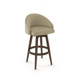 AMISCO Shop 21 Amisco Keaton 26-in Swivel Counter Stool - Beige Fabric - Brown Wood