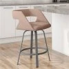 Amisco Harris 30.63-in Swivel Bar Stool - Soft Pink Fabric - Matt Dark Grey Metal -AMISCO Shop 330762175 AlternateImage2 l