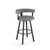 Amisco Parker 26.25-in Swivel Counter Stool - Taupe Grey Faux Leather - Black Metal