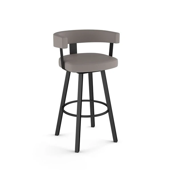 Amisco Parker 26.25-in Swivel Counter Stool - Taupe Grey Faux Leather - Black Metal 1 Amisco Parker 26.25-in Swivel Counter Stool - Taupe Grey Faux Leather - Black Metal