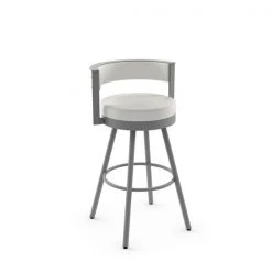Amisco Eller 27-in Swivel Counter Stool - Off White Faux Leather - Silver Grey Metal