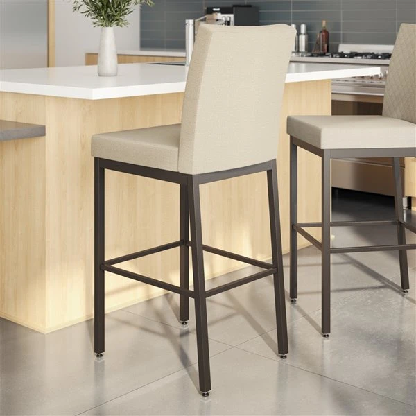 Amisco Perry Ann 30.25-in Bar Stool - Beige Quilted Fabric - Dark Brown Metal 3 Amisco Perry Ann 30.25-in Bar Stool - Beige Quilted Fabric - Dark Brown Metal - Image 3