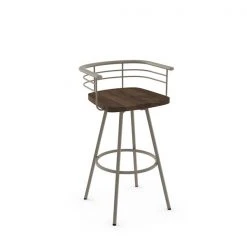 Amisco Denton 25.88-in Swivel Counter Stool - Dark Brown Distressed Wood - Matt Light Grey Metal