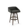 Amisco Carpenter 30.5-in Swivel Bar Stool - Charcoal Grey Polyester - Brown Wood