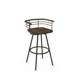 Amisco Denton 29.88-in Swivel Bar Stool - Dark Brown Distressed Wood - Dark Brown Metal