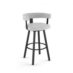 Amisco Parker 30.25-in Swivel Bar Stool - Grey White Polyester - Black Metal