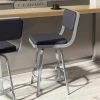 Amisco Everett 26.25-in Swivel Counter Stool - Navy Blue Faux Leather - Glossy Grey Metal -AMISCO Shop 330762200 AlternateImage2 l