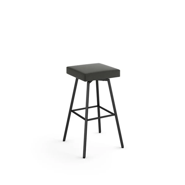 Amisco Robin 24.88-in Swivel Counter Stool - Charcoal Grey Polyester - Black Metal 1 Amisco Robin 24.88-in Swivel Counter Stool - Charcoal Grey Polyester - Black Metal