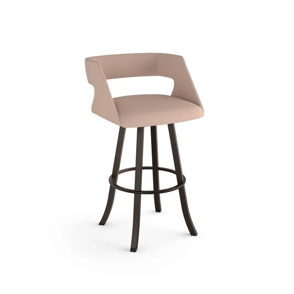 Amisco Metro 26.75-in Swivel Counter Stool - Soft Pink Fabric - Dark Brown Metal 1 Amisco Metro 26.75-in Swivel Counter Stool - Soft Pink Fabric - Dark Brown Metal