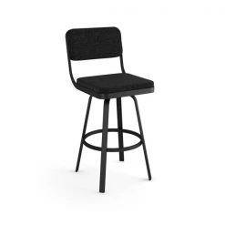 Amisco Everett 30.25-in Swivel Bar Stool - Black Woven Fabric - Black Metal