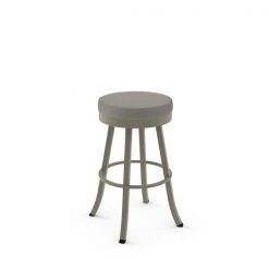 Amisco Logan 26.88-in Swivel Counter Stool - Taupe Grey Faux Leather - Matt Light Grey Metal
