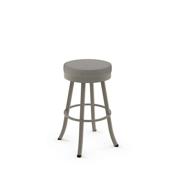 Amisco Logan 26.88-in Swivel Counter Stool - Taupe Grey Faux Leather - Matt Light Grey Metal 1 Amisco Logan 26.88-in Swivel Counter Stool - Taupe Grey Faux Leather - Matt Light Grey Metal