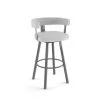 Amisco Parker 26.25-in Swivel Counter Stool - Grey White Polyester - Glossy Grey Metal