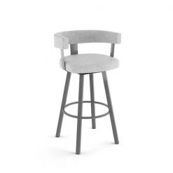 Amisco Parker 26.25-in Swivel Counter Stool - Grey White Polyester - Glossy Grey Metal