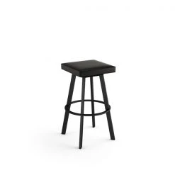 Amisco Sinclair 25.25-in Swivel Counter Stool - Black Faux Leather - Black Metal