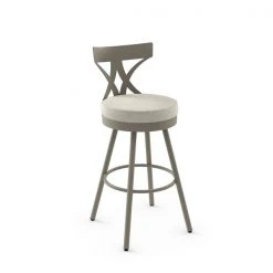 Amisco Mapleton 31-in Swivel Bar Stool - Light Beige PVC - Matt Light Grey Metal