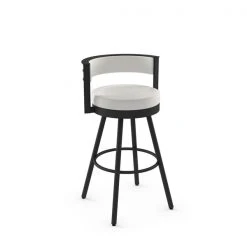 Amisco Eller 27-in Swivel Counter Stool - Off White Faux Leather - Black Metal