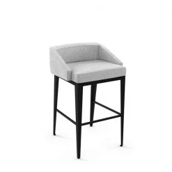 Amisco Bailey 30.75-in Bar Stool - Grey White Polyester - Black Metal