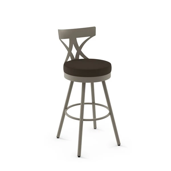 Amisco Mapleton 31-in Swivel Bar Stool - Dark Brown Grey Polyester - Matt Light Grey Metal 1 Amisco Mapleton 31-in Swivel Bar Stool - Dark Brown Grey Polyester - Matt Light Grey Metal