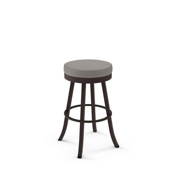 Amisco Logan 26.88-in Swivel Counter Stool - Taupe Grey Faux Leather - Dark Brown Metal 1 Amisco Logan 26.88-in Swivel Counter Stool - Taupe Grey Faux Leather - Dark Brown Metal