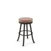 Amisco Logan 26.88-in Swivel Counter Stool - Soft Pink Fabric - Dark Brown Metal