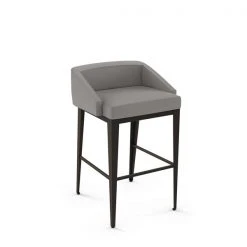 Amisco Bailey 26.75-in Counter Stool - Taupe Grey Faux Leather - Dark Brown Metal