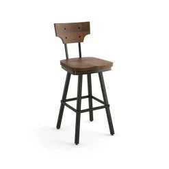 Amisco Ferguson 29.25-in Swivel Bar Stool - Brown Distressed Wood - Gun Metal